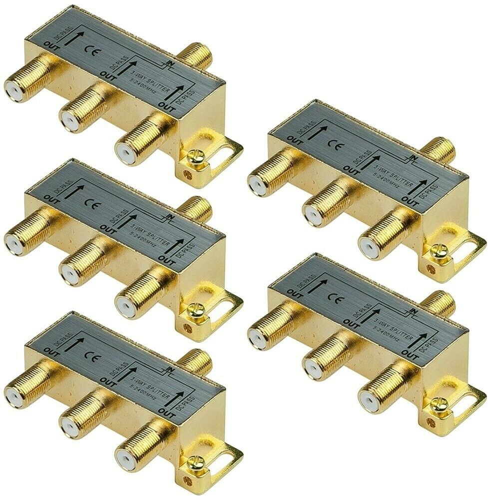 5x 3Way Coax Coaxial Cable Splitter TV Antenna Satellite Signal Split 52400MHz