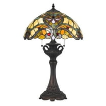Cal Lighting BO-2796TB Tiffany/Mica Two Light Table Lamp from Tiffany Collection in Bronze/Dark Finish, 15.38 inches, Multicolor