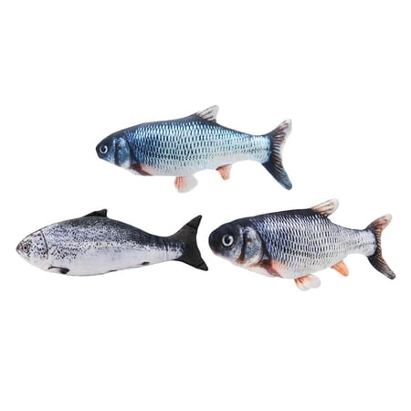 3xRealistic Flopping Fish Toy Electric Moving Kicker Pet Chew Exercise ...