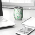 thumbnail image 3 of Floral 12oz Stainless Steel Insulated Wine Tumbler with Lid and Straw – Double Wall Vacuum Mug for Hot & Cold Drinks, 304 Steel Interior, Sweat-Free Design,Thanksgiving,Christmas, Spring,Flower, 3 of 5