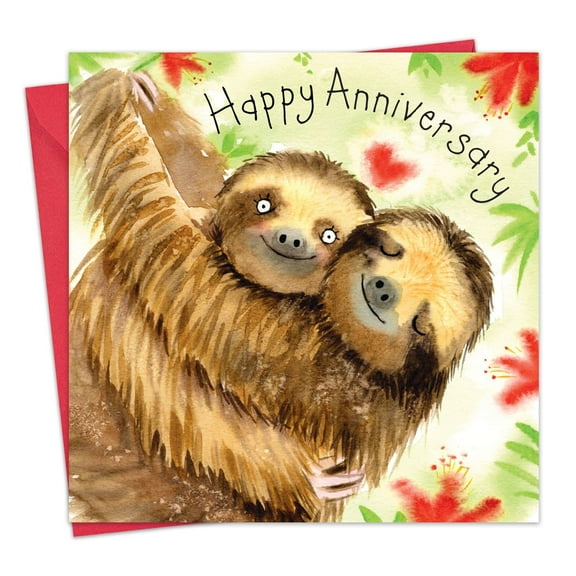 Twizler Anniversary Card - Sloths Happy Wedding Anniversary Greeting Card for Couple - Husband Anniversary Card for Him - Wife Anniversary Card for Her - Mom and Dad Anniversary Card