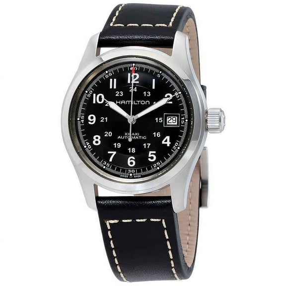 Hamilton Men's Khaki Field Automatic H70455733 Black Leather Swiss Automatic Watch