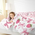 thumbnail image 4 of jejeloiu Cute Bowtie Bow Bedding Comforter Set,Sweet Strawberry Fruit Twin Comforter Sets,Pink Bowknot Bedding Set For Girls Kids,Super Cozy Room Decor Reversible,2 Pieces, 4 of 8