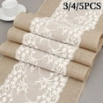 thumbnail image 1 of 3/4/5 Pcs Rustic Natural Hessian Table Vintage Lace Burlap Jute Table Cloth Rustic Wedding Table Decoration, 1 of 11