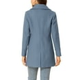 thumbnail image 3 of INSPIRE CHIC Women's Shawl Collar Single Breasted Mid-Thigh Overcoat S Gray Blue, 3 of 8