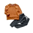 thumbnail image 3 of Toddler Baby Boy Girl Long Sleeve Solid Tops Camouflage Stripe Pants Outfits Set, 3 of 9