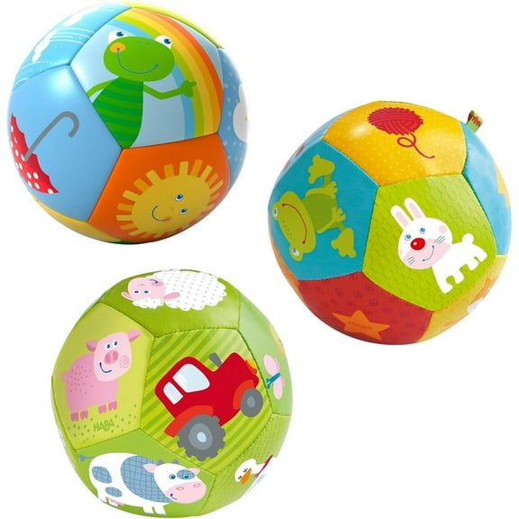 HABA Baby Ball 3 Pack - Soft Baby Balls for Tummy Time & Sensory Play