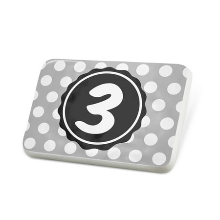 Porcelein Pin Monogram 3 Grey Black Polka Dots Lapel Badge – NEONBLOND