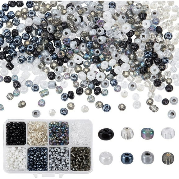 1840 Pcs 6/0 4mm 8 Colors Glass Seed Beads Lined Pony Bead Waist Beads Tiny Spacer Czech Beads for Earring Bracelet Necklace Key Chain Jewelry Making