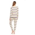 thumbnail image 5 of Womans Ultra Soft Double Brushed Stretch Sleepwear Nightwear Lounge Crew Neck Top and Pants Pajama Set Large, Multi Stripe, 5 of 7