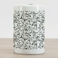 thumbnail image 2 of Animal Ceramic Toothbrush Holder, Butterfly Pattern Freedom Sign Feminine Illustration, Decorative Versatile Countertop for Bathroom, 4.5" X 2.7", White and Black, by Ambesonne, 2 of 4