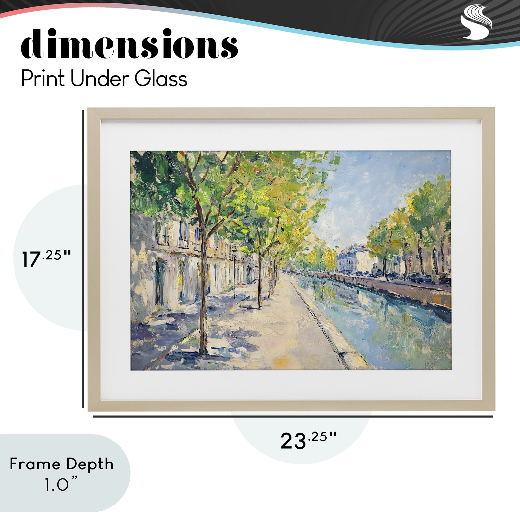 Stupell Industries Montrouge Canal Promenade Birch Framed Print Under Glass, design by Creative Studio