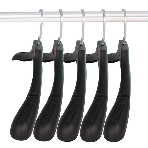 Perchas DEDU para hombre, 20 unidades, extra anchas, antideslizantes, negras