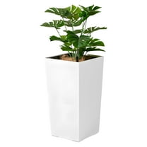 Ltoshu 21.7'' Tall Resin Planters (1/2Pcs) - Indoor/Outdoor Flower Pots with Visual Water Level, Drainage Tray & Inner Bucket for Porch, Balcony, Deck