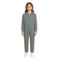 thumbnail image 3 of Boys Solid Hooded Onesie for Halloween, Full Zip Plush Jumpsuit with Ribbed, 3 of 6