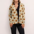 thumbnail image 5 of WTOBBY Women's Halloween Print Cardigan Long Sleeve Open Front Knit Sweater Casual Mid Length Cover Up with Pockets Spooky Design Fall Novelty Outerwear,Beige 2XL, 5 of 5