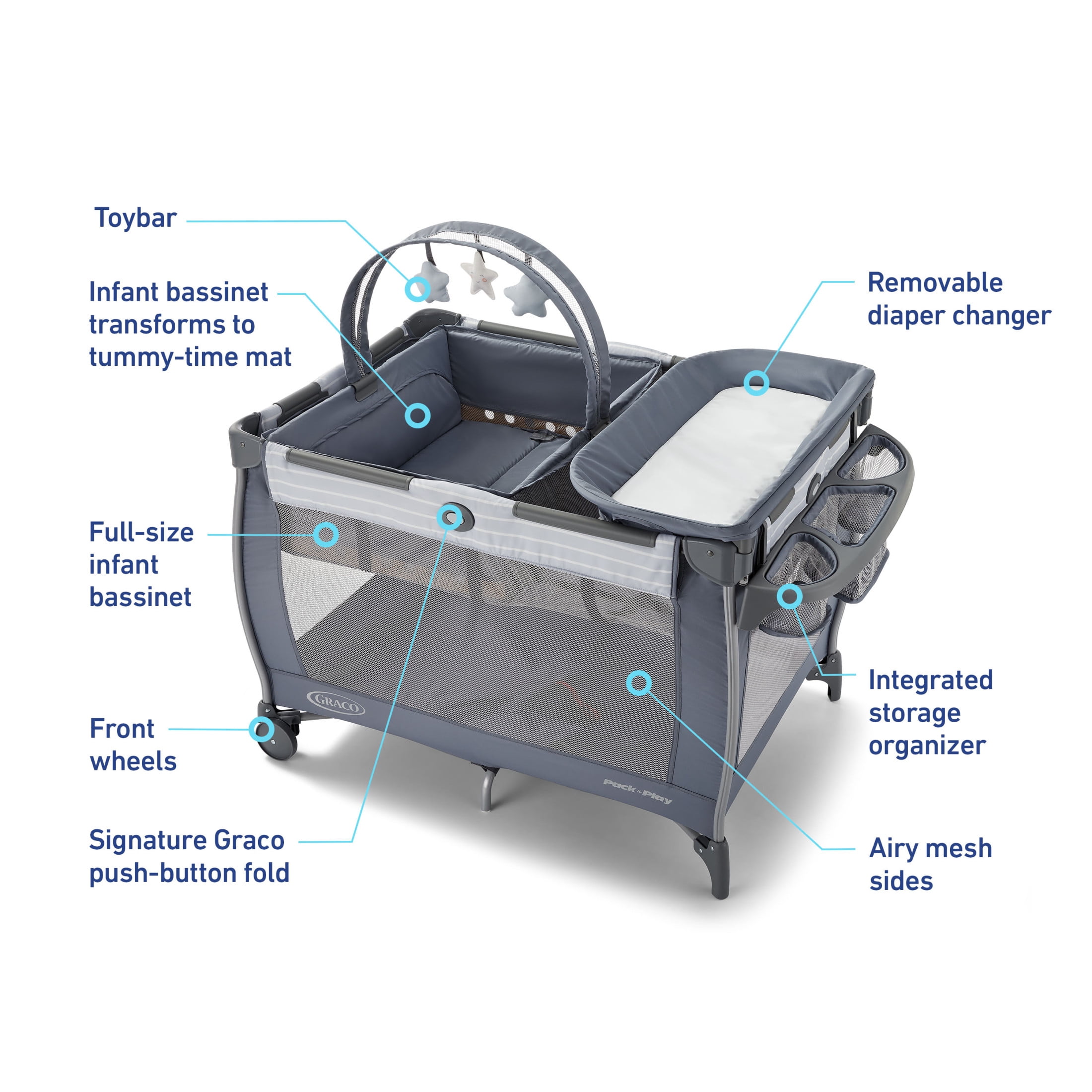 Graco Pack 'n Play Anywhere Dreamer Playard – Lift-Out Bassinet