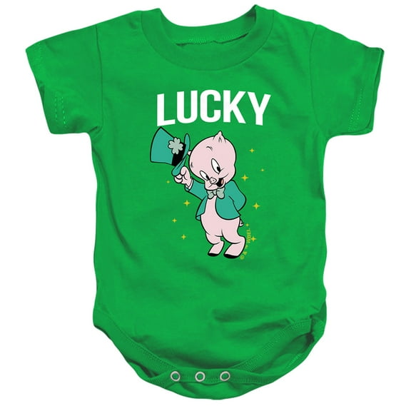 Looney Tunes Porky Pig St. Patrick's Lucky Unisex Infant Snap Suit for Baby (24 Months) Kelly Green