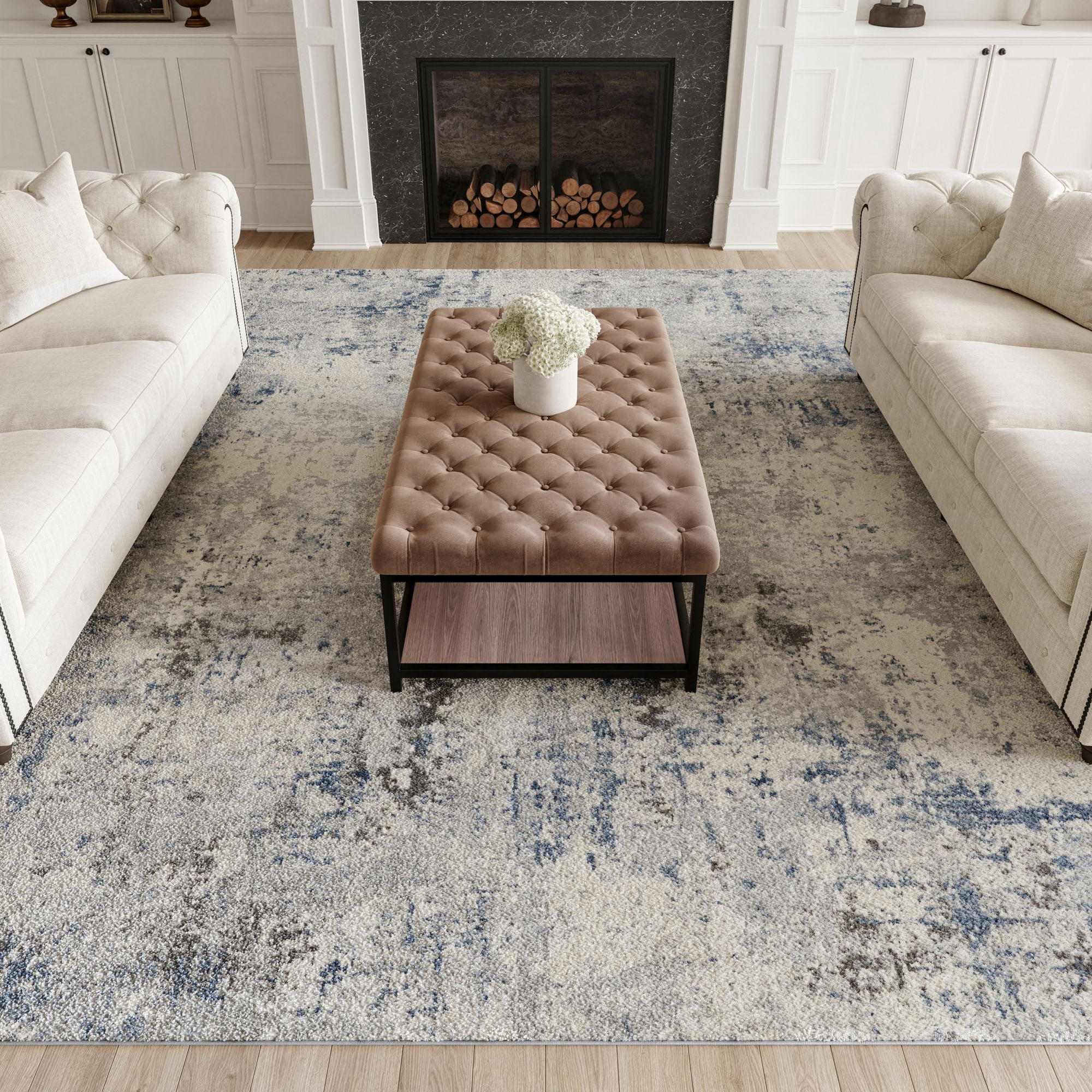 Nourison Rustic Textures Modern Indoor Area Rug Ivory/Grey/Blue 7'10" x 10'6"