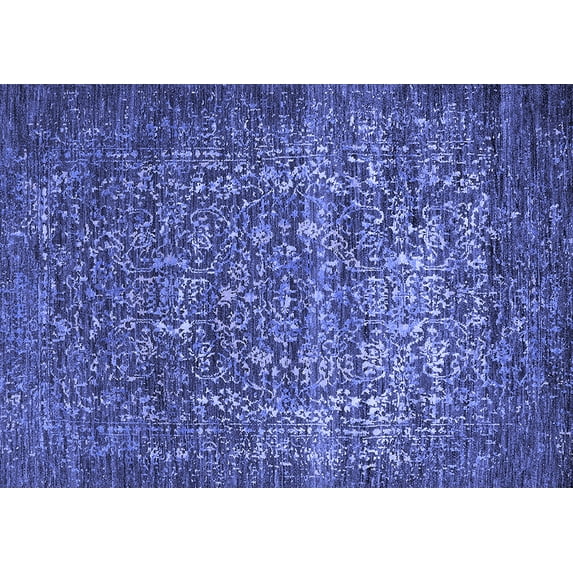 Ahgly Company Indoor Rectangle Oriental Blue Industrial Area Rugs, 3' x 5'