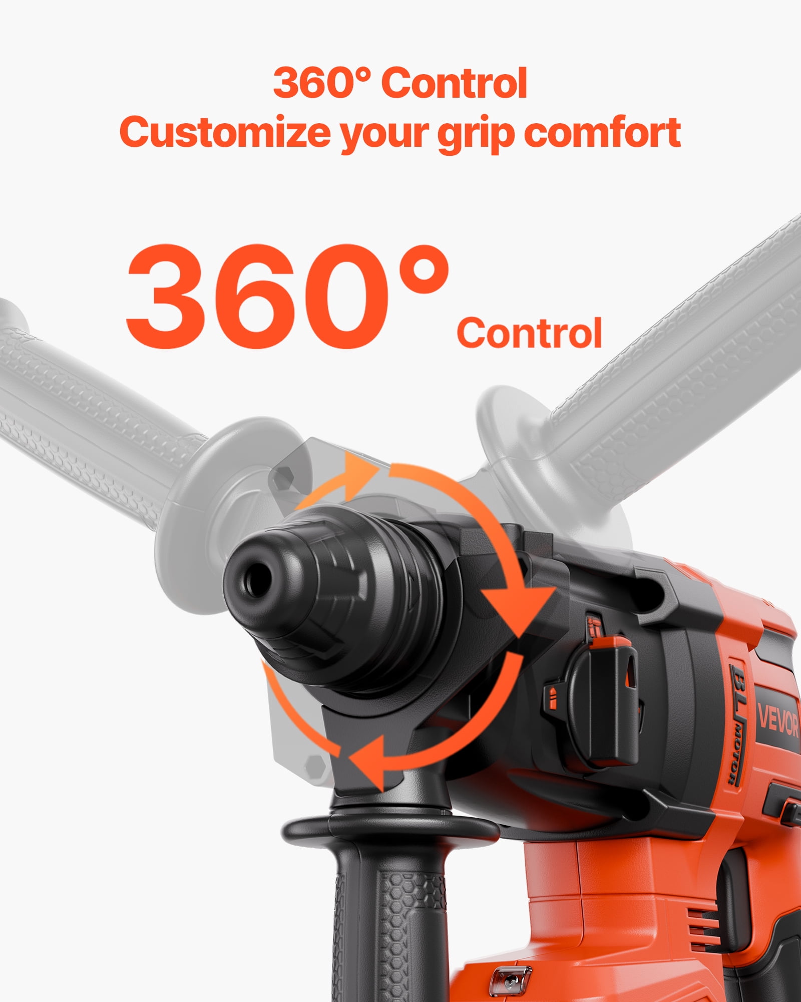 VEVOR 20V Brushless Cordless Hammer Drill, Lithium-Ion 1 Inch Rotary Hammer Driver, SDS-Plus Electric Lightweight Power Tool Kit with Battery and Charger, 4 Functions, 1200 RPM, 5300 BPM