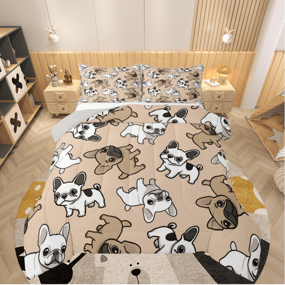 Castle Fairy Kawaii Dogs Boy 3-Piece Full Size Comforter Sets,Cute Animal Bedding Comforter Set,Cartoon Pets Lightweight Bedding Sets,Super Cozy Room Decor
