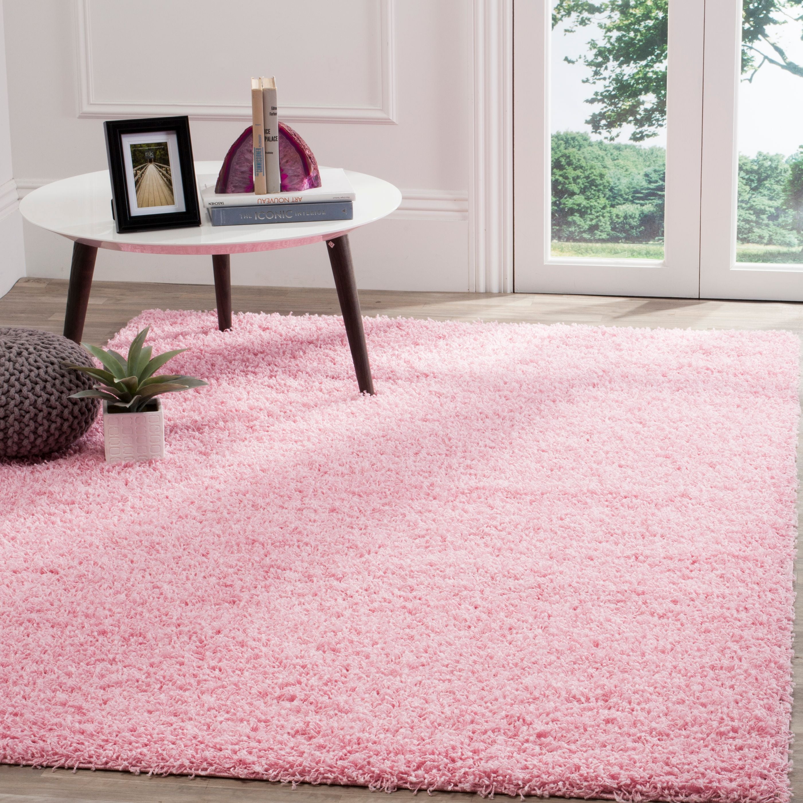SAFAVIEH Athens Solid Plush Shag Area Rug, Pink, 9' x 12'