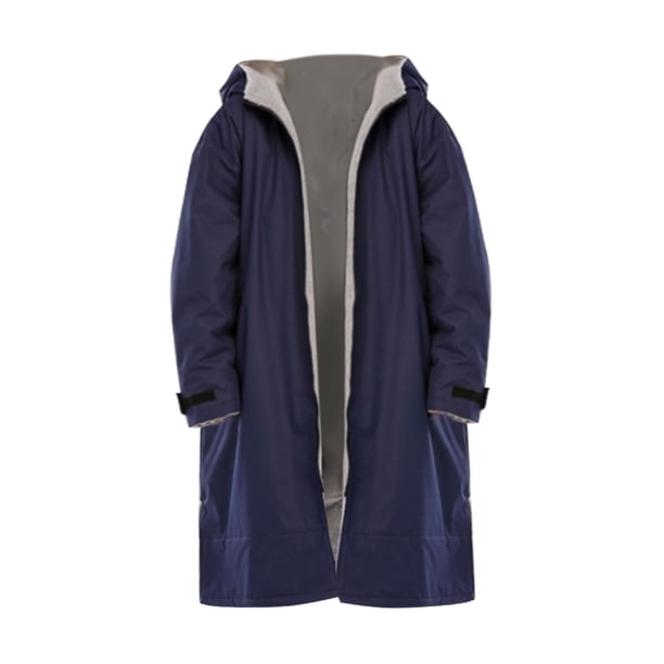 Soidarity Waterproof Surf Changing Robe Outdoor Coat Cloak Lamb Wool Jacket Hooded Traje de baño gris azul oscuro METRO