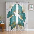 thumbnail image 2 of Luxury Tulle Curtains Marble Ginkgo Biloba Living Room Kitchen Chiffon Curtain Youth Bedroom Sheer Floor Valance Curtain, 2 of 7