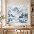 thumbnail image 5 of Snowy Mountain Peaks with Evergreen Trees in Winter, Serene Watercolor for Nature Lovers, Nature Inspired Art, Housewarming Gift, Tapestry Wall Hanging for Bedroom and Living Room, 5 of 7