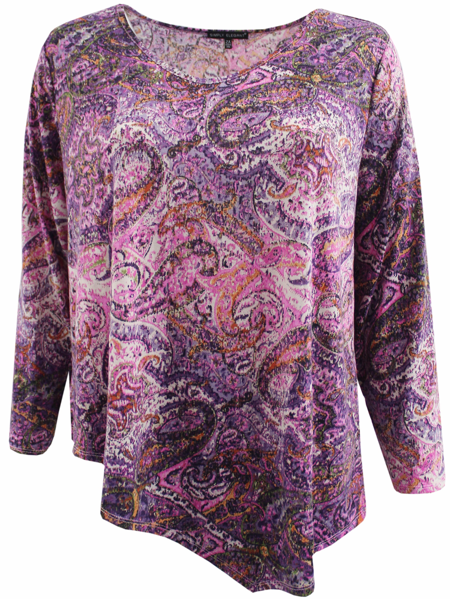 Womens Plus Size Colorful Paisley Flowy Knit Sweater Blouse Tee Shirt ...
