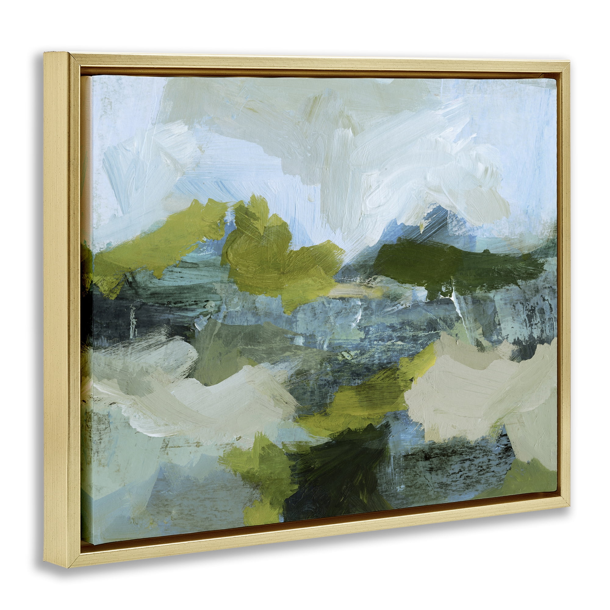 Stupell Industries Expressive Abstract Scenery Abstract Painting Gold Floater Framed Canvas Art Print Wall Art, 21 x 17