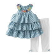 Kids Headquarters 2-Pc. Tiered Chambray Tunic Blue, SIZE 3-6 months