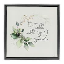 Stupell Industries Well With My Soul Religious Painting Black Floater Framed Canvas Art Print Wall Art, 18 x 18