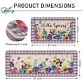 thumbnail image 2 of Hello Spring Floral Flower Kitchen Rugs Set of 2, Pansy Butterfly Purple Plaid Check Farmhouse Kitchen Mats Decor, Love Hearts Floor Door Mat Home Decorations -17x30 and 17x47 Inch, 2 of 5