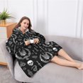 thumbnail image 5 of Oversized Wearable Blanket Hoodie,Black White Gothic Cat Skull Key Pattern Sherpa Blanket Hoodie with Super Pockets,Super Warm Fuzzy Pullover for Women & Men, 5 of 6