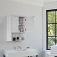 thumbnail image 2 of Wall Mount Bathroom Cabinet Wooden Medicine Cabinet Storage Organizer Double Door with 2 Shelves, and Open Display Shelf, 2 of 6