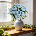 thumbnail image 2 of Artificial White Peony And Hydrangea Bouquet 11.8 Inch Lifelike Fake Flower Arrangement With Greenery For Wedding Table Centerpiece Home Office Decor, 2 of 7