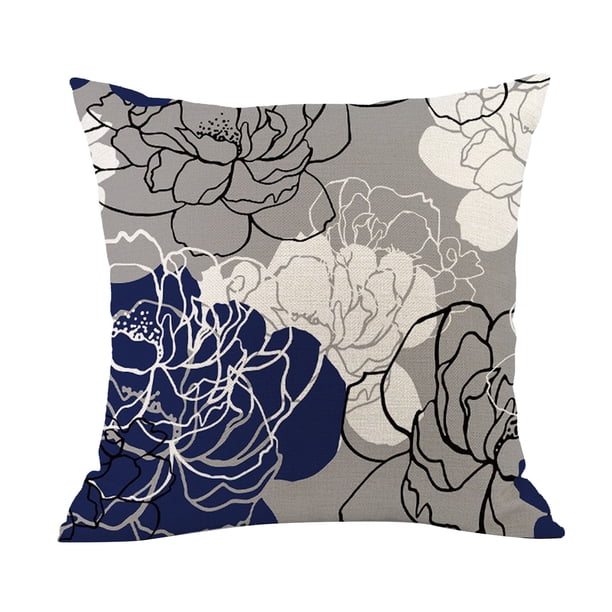 Fundas de cojín decorativas azules para sofá Cojines modernos para salón Cojín cama exterior Azul marino y gris Hogar