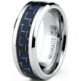 thumbnail image 4 of Metal Masters Mens Titanium Ring Wedding Engagement Band Black Blue Carbon Fiber Inlay 8mm, 4 of 6