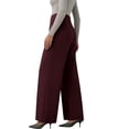 thumbnail image 4 of Miluxas Women's High Waisted Wide Leg Dress Pants Solid Straight Leg Pleated Trousers with Pockets for office Business Casual Wine, 4 of 8