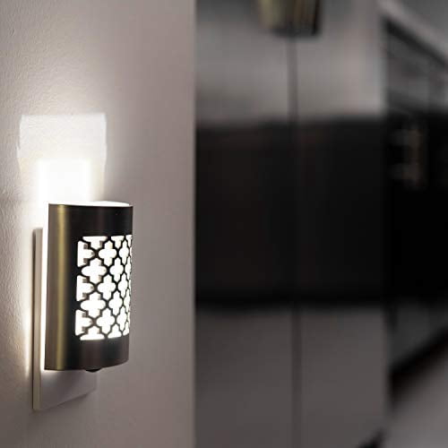 GE CoverLite LED Night Light, 2 Pack, Plug-in, Dusk-to-Dawn Sensor, Brushed Nickel, 46815