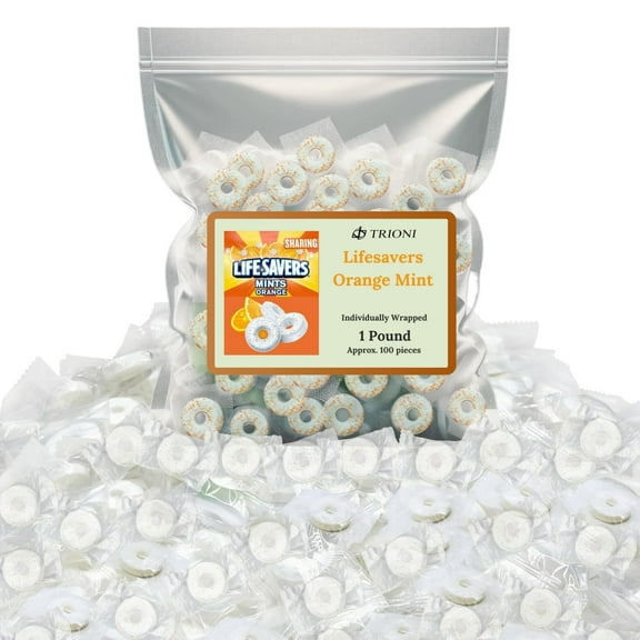 TRIONI Orange Mint Candy Individually Wrapped - 1LB of Lifesavers Mint Candy