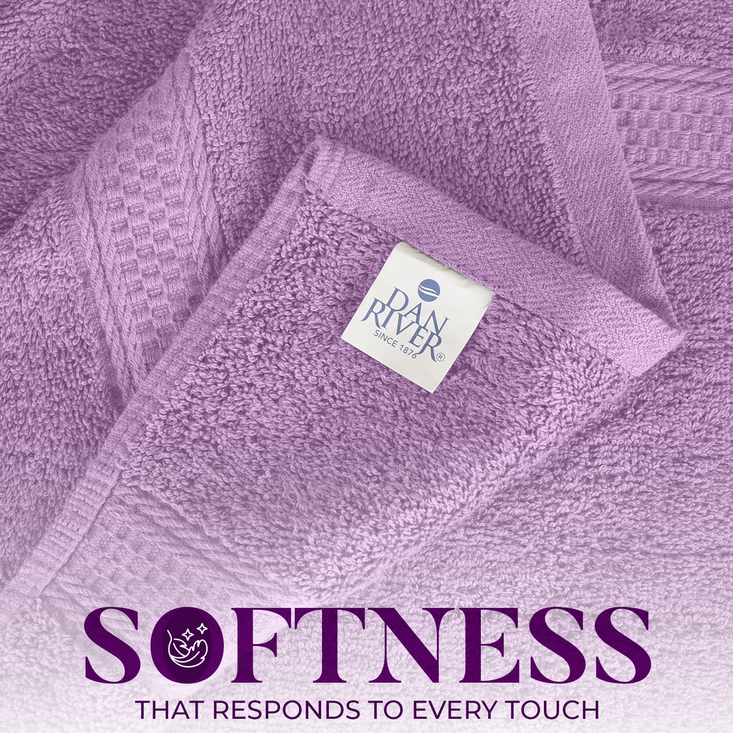 Dan River Bath Towel 4 Pack 27x54 in Ultra Soft Quick Drying Cotton Towel - Lavender