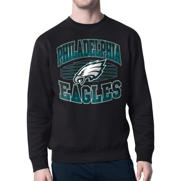 Men's Starter Black Philadelphia Eagles Team Grit Graphic Fleece Pullover Sweatshirt