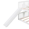 thumbnail image 4 of Bunk Bed Twin Over Twin Size, Wooden Bunk Bed Frame with Slide & Ladder, Low Floor Bunk Bed with Guardrails for Kids Teens, Space Saving & Slats Support, White, 4 of 8