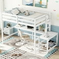 thumbnail image 3 of DreamBuck Full Size Loft Bed with Built-in Desk, Wood Loft Bed Frame with Guardrails and Ladder Platform, Space-saving Full Loft Bed Frame for Teens, Boys, Girls, Low Loft Bed, Noise Free, 3 of 9