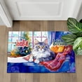 thumbnail image 4 of Watercolor Hello Winter Maine Coon Chill Christmas Welcome Doormat Cat Lover Kitten Owner Gifts Indoor Outdoor Welcome Mat - 00016, 4 of 5