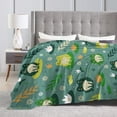 thumbnail image 4 of DouZhe Ultra-Soft Micro Fleece Lightweight Flannel Bed Blanket, Happy Frogs Flowers Green Print Cozy Warm Throw Blankets, 50"x40", 4 of 7