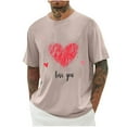 thumbnail image 2 of Jinhomg Mens Casual Tee Shirts Trendy Valentine's Day Heart Graphic T-Shirts Big and Tall Comfy Short Sleeve Crew Neck Holiday Tops Dating Wear Khaki XXXXL, 2 of 4